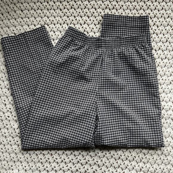 Vintage 90s Black and White Plaid Wide Leg Pants Size 10 Medium - Picture 1 of 5